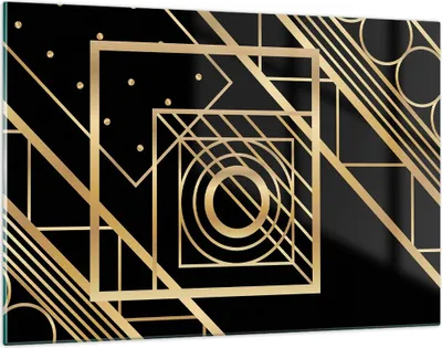 Produktbild von Bilder auf glas - Einteilig - Abstraktion Quadrat Gold - 120x80cm - Glasbilder - Wandbilder - Bilder - zum Aufhängen bereit - Wanddekoration aus Glas - Glas Bilder - Wandbild auf Glas - GAA120x80-4375