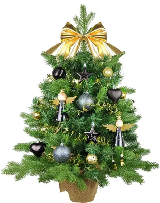 Produktbild von Künstlicher Weihnachtsbaum 60 cm mit LED-Beleuchtung, NACHTHIMMEL, mit 37 Weihnachtsbaumschmuck, Pflanztopf mit Jutesack
