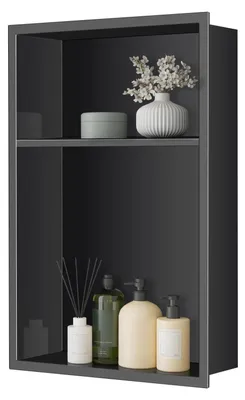 Immagine prodotto di Doccia a nicchia, 45x30x10 cm, acciaio inossidabile nero, da incasso, impermeabile