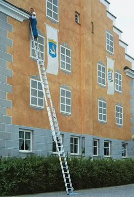 Produktbild von Günzburger Steigtechnik Sprossen-Seilzugleiter 3tlg. ohne Traverse 3 x 14 Sprossen - 022314