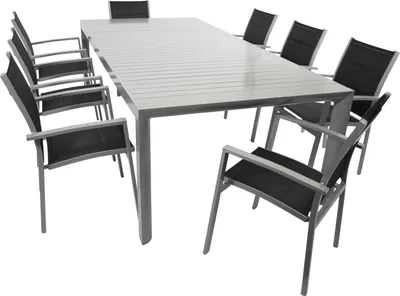 Produktbild von DEGAMO Garnitur BAGO XL 9-teilig, Alu + Kunstgewebe schwarz