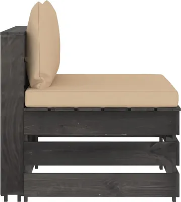 Produktbild von vidaXL Modulares Mittelsofa mit Kissen Grau Imprägniertes Holz