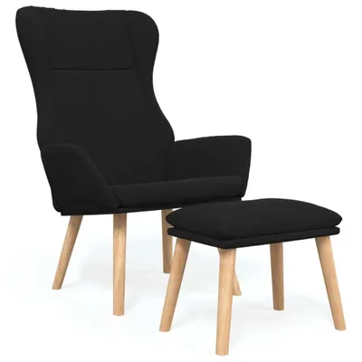 Produktbild von vidaXL Relaxsessel mit Hocker Schwarz Stoff