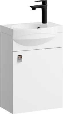 Produktbild von Planetmöbel Waschtischunterschrank weiß 40 cm mit Armatur Schwarz