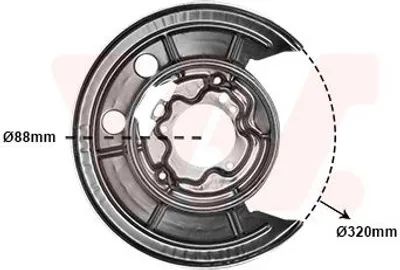 Produktbild von VAN WEZEL Spritzblech Bremsscheibe für FIAT Ducato Kastenwagen (250, 290) Hinten Rechts 1651374 Ankerblech