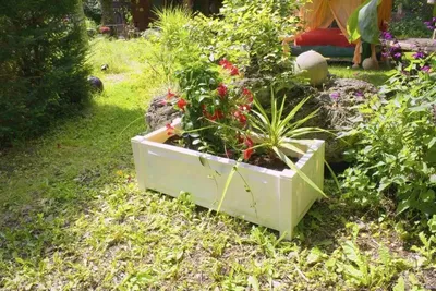 Zdjęcie produktu dla Skrzynka na rośliny KHW, wys. 40 x szer. 43 x dł. 100 cm, kolor biały; 38101