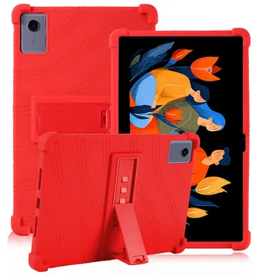 Image de Étui de protection pour tablette Lenovo Idea Tab Plus/Tab K12/Xiaoxin Pad 12,1 2025, en silicone souple résistant aux chocs, avec support, de couleur rouge