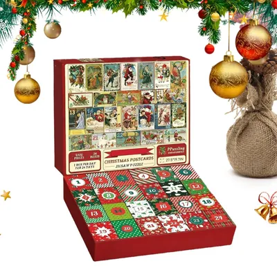 Zdjęcie produktu dla Świąteczny Kalendarz Adwentowy Zabawka Zabawna Świąteczna Dekoracja Puzzle