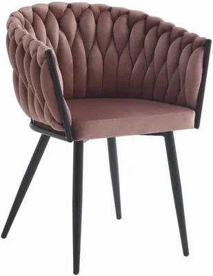 Produktbild von VBChome Stuhl Samtstoff Dunkelrosa Gepolstert Geflochten Esszimmerstuhl & Wohnzimmerstuhl Glamourösen Loft & Industrial Stil Komfort Metallgestell