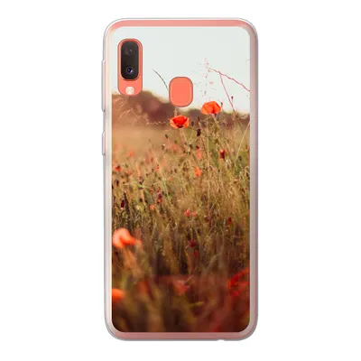 Produktbild von MuchoWow® Handyhülle Schutzhülle Hülle für Samsung Galaxy A20e Sonnenuntergang - Blumen - Rot Silikon Softcase Handy Hülle - Abdeckung