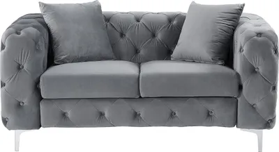 Produktbild von Chesterfield 2-Sitzer Sofa aus anthrazitfarbenem Velours - EDWINA
