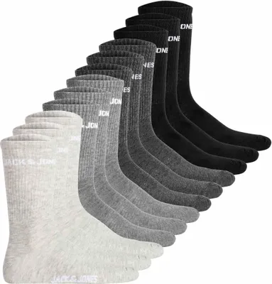 Produktbild von JACK&JONES Herren Tennissocken, 12er Pack - JACLOGO, One Size Schwarz/Grau 40-46