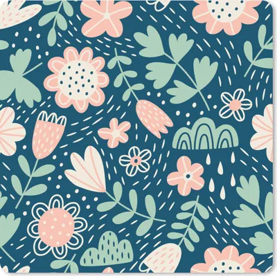 Produktbild von MuchoWow® Mauspad Mousepad Blumen - Muster - Pflanzen 20x20 cm - Mousepads - Maus Mat - Pad - Mausunterlage - Desk Mat - Bureauartikeln