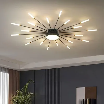 Obrázek produktu pro Moderní LED stropní svítidlo, 20 + 1 světelný zdroj, černé, polopřípadové lustry, stropní osvětlení vhodné do ložnice, obývacího pokoje, kuchyně, jídelny, restaurace