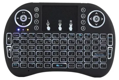 Produktbild von Beleuchtete drahtlose Tastatur Techstar® i8 RGB Play, Air Mouse mit Touchpad, für TV-Box und Mini-PC, Android TV, Smart TV, PC, Laptop
