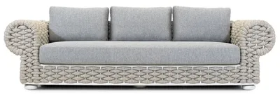 Produktbild von Casa Padrino Luxus 3er Gartensofa Grau / Beige / Weiß 258 cm