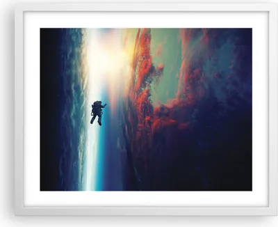 Produktbild von Gerahmtes Poster - Weißer Rahmen - Kosmos Astronaut Planet - 50x40 cm - Wand Bild - Wanddeko - Wandbilder - Kunstposter - Wandposter - Bilderrahmen - Bilder - Kunstdruck - P2WAA50x40-5049
