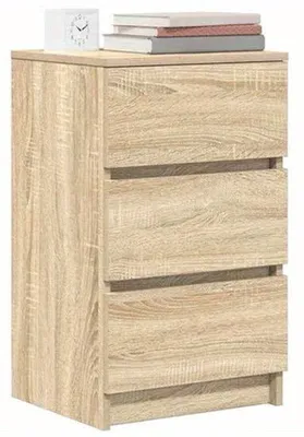 Obrázok produktu pre Nočný stolík – sada 2 kusov – 3 zásuvky – masívne drevo – buk – rozmer: 39 x 35 x 65 cm