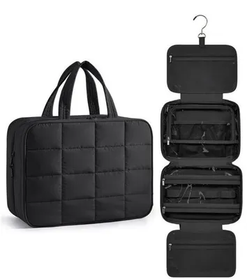Produktbild von Reis-toilettas für Damen, große Schminktaschen mit Schmuckfach, Schwarz.