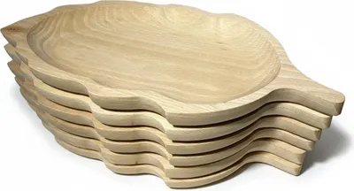 Image de Assiette en bois en forme de feuille Ensemble de 6 pièces | Plat décoratif | Bol en bois | Plateau de service | Décoration de table | Plat en feuille écologique