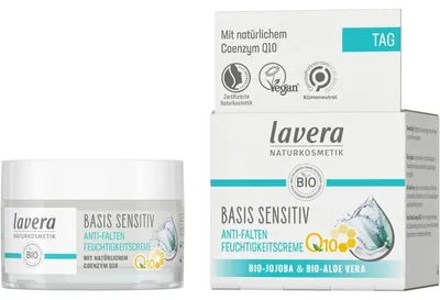 Produktbild von LAVERA BASIS SENSITIV Anti-Falten Feuchtigkeitscreme mit Coenzym Q10, Bio-Jojoba und Bio-Aloe