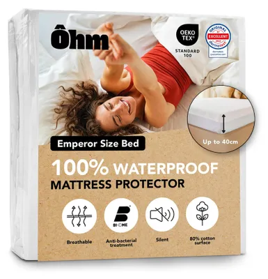 Productafbeelding van Waterdichte matrasbeschermer 200 x 200 cm, 100% polyester, ademend, wit