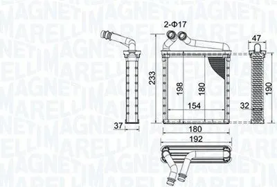 Produktbild von MAGNETI MARELLI 350218442000 Wärmetauscher Innenraumheizung Kühler für VW GOLF VI (5K1) Golf V Schrägheck (1K1) TIGUAN (5N) Passat Variant (3C5)