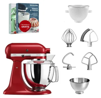 Produktbild von KitchenAid 4,8 L 5KSM175 Artisan Küchenmaschine Icelover mit Eiszubereiter Empire Rot