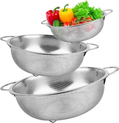 Produktbild von Famanu Siebset 3-teilig - Edelstahl, hochglanzpoliert, mit ergonomischen Handgriffen