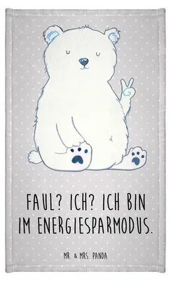 Produktbild von Mr. & Mrs. Panda Handtuch Eisbär Faul - Grau Pastell - Geschenk, Büro, Teddy, Mini-Handtuch, Bürojob, Arbeit, Homeoffice, Frotteehandtuch, Gästetuch, Baumwollhandtuch