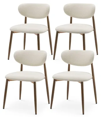 Produktbild von 4er-Set gepolsterte Esszimmerstühle mit Metallbeinen, Antirutschgleitern und geschwungener Rückenlehne, für Küche, Zuhause und Restaurant, Beige