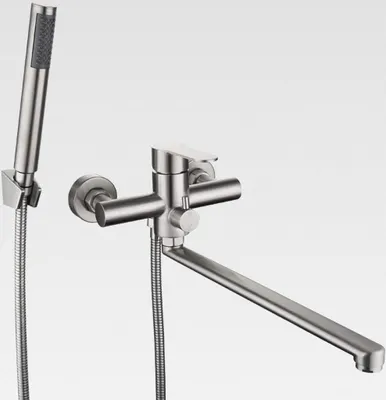 Produktbild von Badewannenarmatur mit Handbrause Rund Einhand Wannenarmatur Badarmatur mit Brausegarnitur Duscharmatur Armatur für Dusche Badewanne Badezimmer Waschbecken, Edelstahl gebürstet