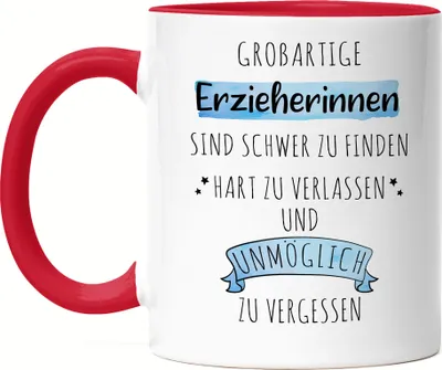 Produktbild von Großartige Erzieherinnen Sind Schwer Zu Finden Tasse Rot  Danke Geschenk Hart Zu Vergessen
