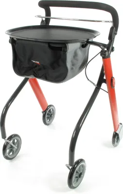 Zdjęcie produktu dla Let's Go Rollator, edycja w kolorze czerwonym/szarym – wózek inwalidzki do użytku w domu