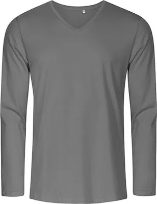 Immagine prodotto di X.O by Promodoro 1460 | Maglietta uomo collo a V manica lunga, cotone pettinato - Colore: Grigio acciaio (tinta unita) - Taglia: M