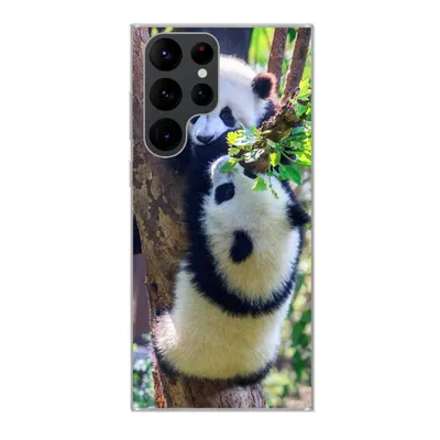 Produktbild von MuchoWow® Handyhülle Schutzhülle Hülle für Samsung Galaxy S22 Ultra Pandas - Baum - Natur Silikon Softcase Handy Hülle - Abbildung