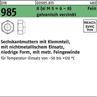 Produktbild von Reyher  Sechskantmuttern DIN 985 8 M 39 x 3 galv. vz (10 Stück)