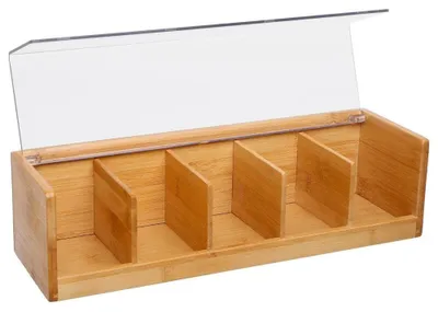 Produktbild von 5five Simply Smart Teebox Bambus Kunststoff beige 9,5cm x 36cm x 11cm