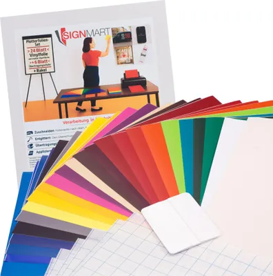 Produktbild von Signmart - Vinylfolien Set aus 24 matte Bogen + 6x Übertragungsfolie + 1 Rakel
