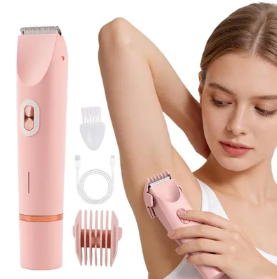 Imagen del producto de Afeitadora de 2 en 1 para mujeres, con cabezal doble, ideal para la zona íntima. Incluye recortador para el área del bikini. Se carga mediante USB-C. Afeitadora eléctrica para mujeres, con cabezal resistente al agua (IPX7)