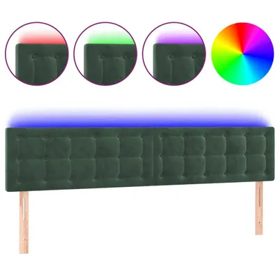 Zdjęcie produktu dla vidaXL Zagłówek LED ciemnozielony 160x5x78/88 cm aksamitny