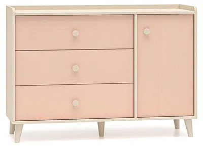 Immagine prodotto di Cassettiera Mevel 120x40x85cm colore selezionabile a 1 anta, sabbia del deserto / rosa millenario