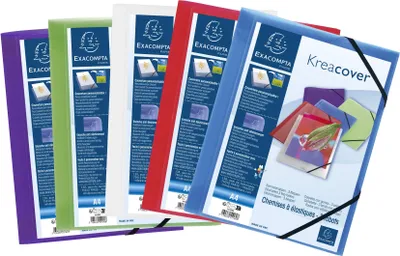 Image de Exacompta Chemise Kreacover A4 polypropylène avec élastique couleurs assorties