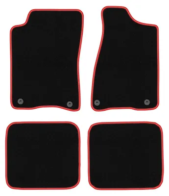 Zdjęcie produktu dla Dywaniki samochodowe welurowe CARLUX-RED do: Audi 90 B3 (1986-1991, sedan) czarne z czerwonym obszyciem, z mocowaniami