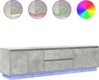 Image de Meuble TV avec lumières LED gris béton 193,5x41x50 cm