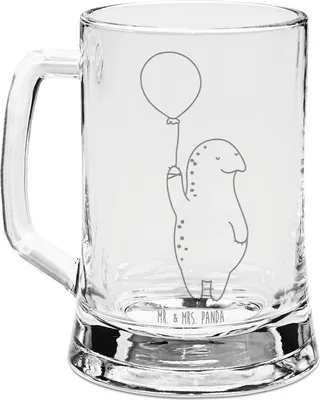 Produktbild von Mr. & Mrs. Panda Krug Schildkröte Luftballon - Transparent - Geschenk, Bierhumpen, Jahrmarkt, Motivationsspruch, Schildkröten, Gravur Bierkrug, Motivation, Glas, Glaskrug