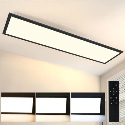 Immagine prodotto di ZMH Pannello LED nero dimmerabile 120 x 30 cm Plafoniera Ufficio piatto con telecomando Lampada soggiorno 48W
