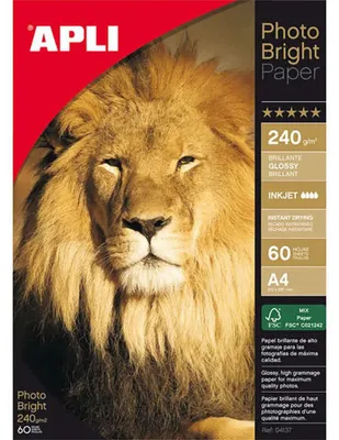 Zdjęcie produktu dla APLI 04137, Połysk, 240 g/m², A4, Biały, 60 ark., EN-71