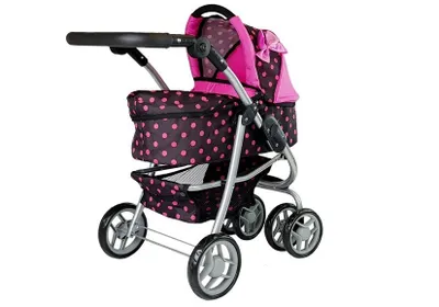 Immagine prodotto di Carrozzina 2 in 1 con borsa nera e rosa