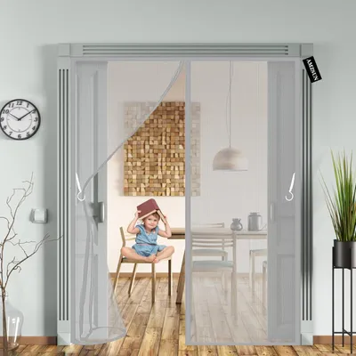 Produktbild von Magnetisches Fliegengitter - Selbstschließend - 1 Stück - Grau - 130 x 210 cm